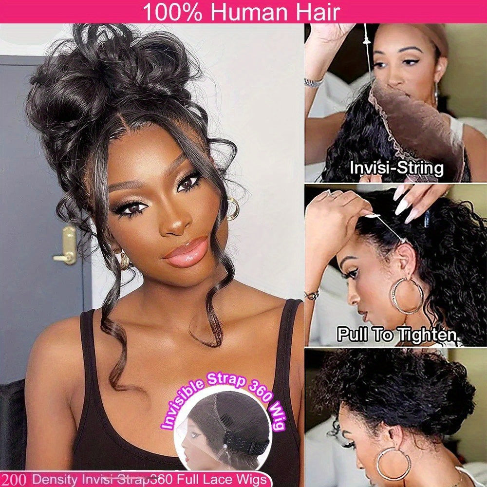 Bossi Hair Lab [Full Lace Human Hair Wig] 360 Full Lace Human Hair Wig | Body Wave 200 Density Invisi Strap HD Pre Plucked Glueless Fit Protective Style July 4th Party-Ready