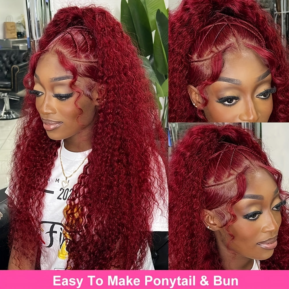 Bossi hair Lab 28" Glueless Lace Front Wig - HD Transparent Lace Frontal, 180% Density Natural Looking Curly Hairpiece, Voluminous Red Wig for Women (Easy Application, Everyday & Special Events) - Suitable for All Light Beige