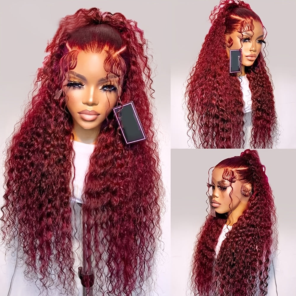 Bossi hair Lab 28" Glueless Lace Front Wig - HD Transparent Lace Frontal, 180% Density Natural Looking Curly Hairpiece, Voluminous Red Wig for Women (Easy Application, Everyday & Special Events) - Suitable for All Light Beige