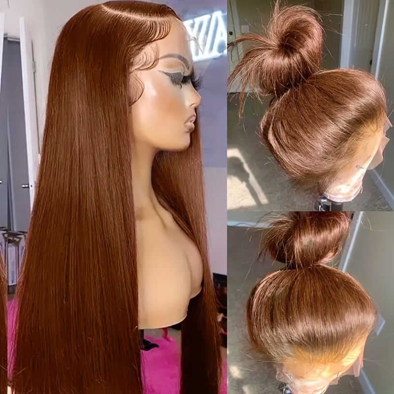 Bossi Hair Lab Women's Glueless Lace Front Wig - Heat Resistant Synthetic Hair, 180% Density Long Straight Wig with HD Lace Front (13x4), Pre-Plucked Hairline for Natural Look - No Glue Needed, Suitable for All Light Beige To