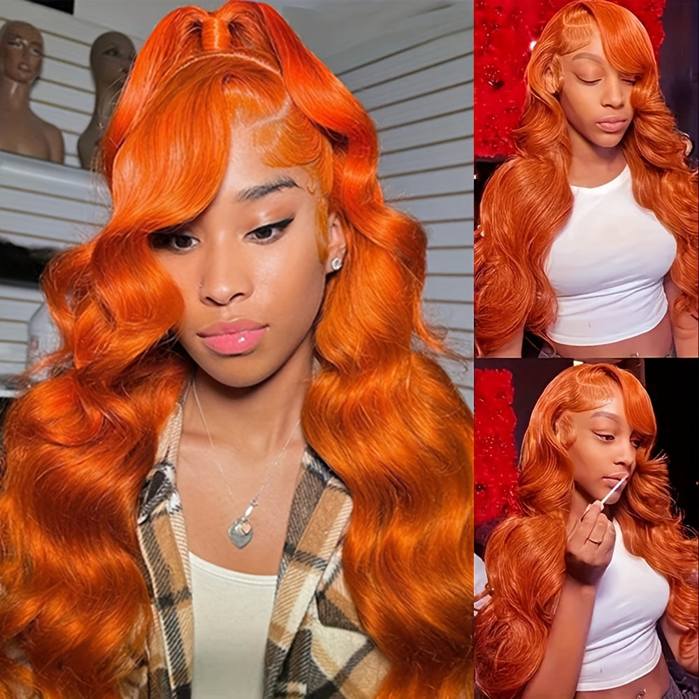 Bossi Hair Lab 180% Density 350 Ginger Body Wave Lace Front Wigs Human Hair 13x4 Transparent Lace Front Wig Body Wave Brazilian Human Hair Wigs Pre Plucked Colored Human Hair Wigs For Women