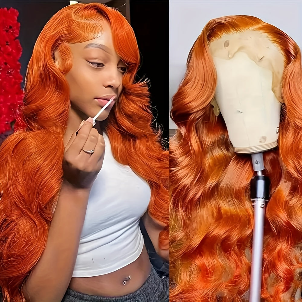 Bossi Hair Lab 180% Density 350 Ginger Body Wave Lace Front Wigs Human Hair 13x4 Transparent Lace Front Wig Body Wave Brazilian Human Hair Wigs Pre Plucked Colored Human Hair Wigs For Women