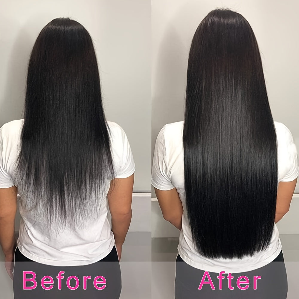 Bossi Hair Lab Straight Human Hair Clip In Hair Extensions for 100% Unprocessed Full Head Brazilian Virgin Hair Natural Black Color, 8/Pcs with 18Clips, 120 Gram