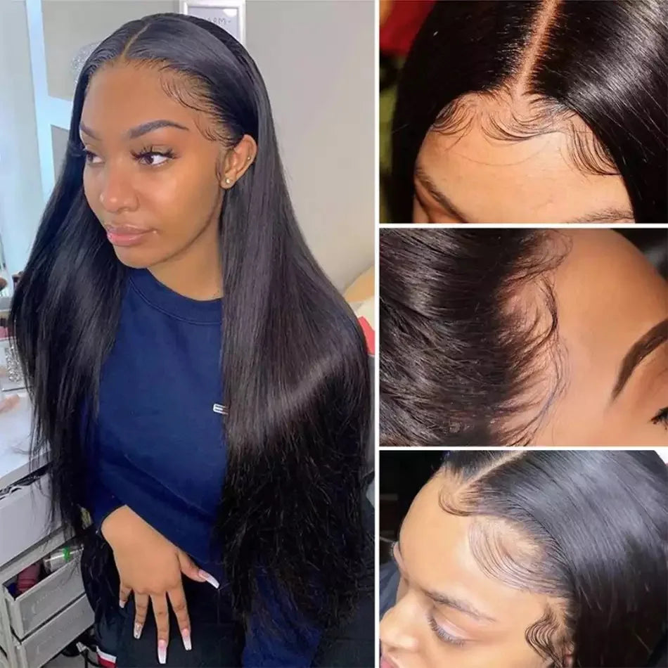 Bossi Hair Lab 13x6 HD Lace Frontal Human Hair Wigs Pre Plucked For Women Peruvian Bone Straight Remy Human Hair Wigs HD Lace Front Wigs 180%