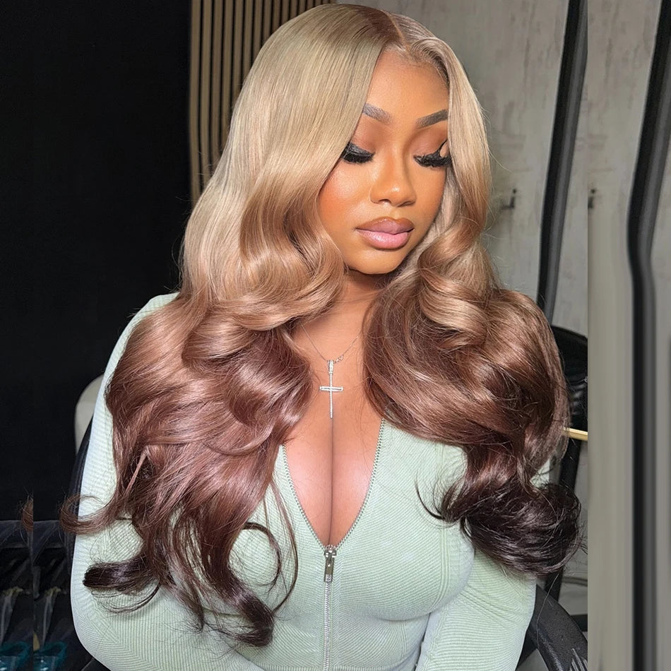 Bossi Hair Lab Rich Girl Blonde Hairstylist Ombre Colored Human Hair Wigs 13x6 HD Lace Front Human Hair Frontal Wigs