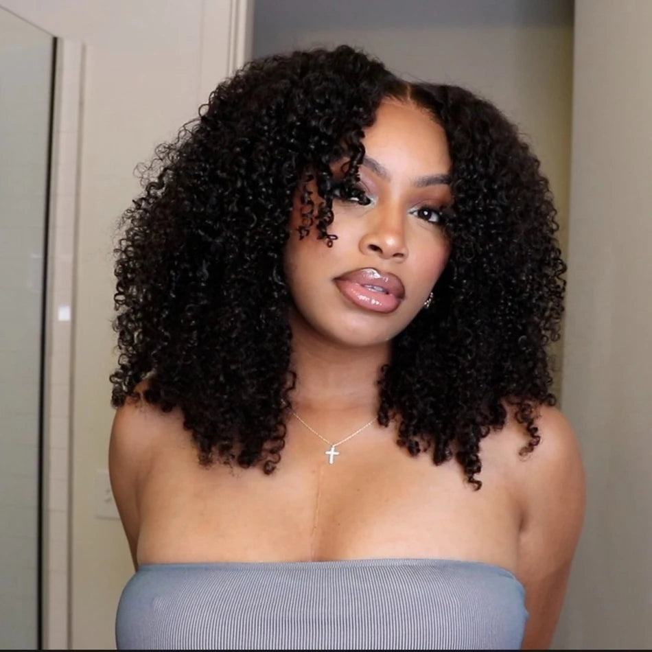 Bossi Hair Lab 10A 100% Glueless Wigs Human Hair Wigs Ready To Wear Bleached Knots 6x5 Pre Cut HD Transparent Glueless Lace Wigs Kinky Curly