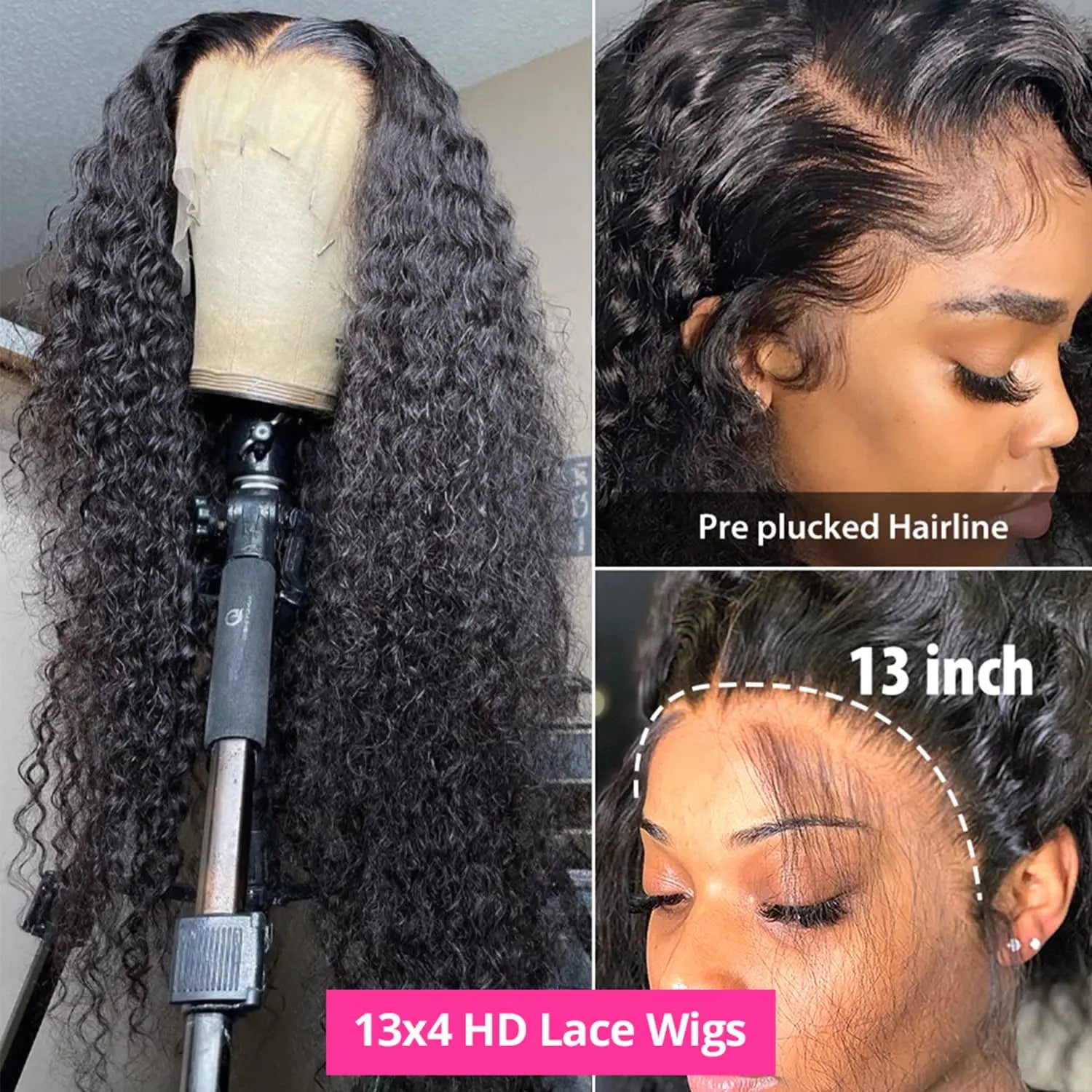 Bossi Hair Lab 30 40 Inch Deep Wave 13x6 HD Lace Front Wig Human Hair 180 Density Loose Water Curly 13x4 Lace Frontal Wigs For Women 100% Hair