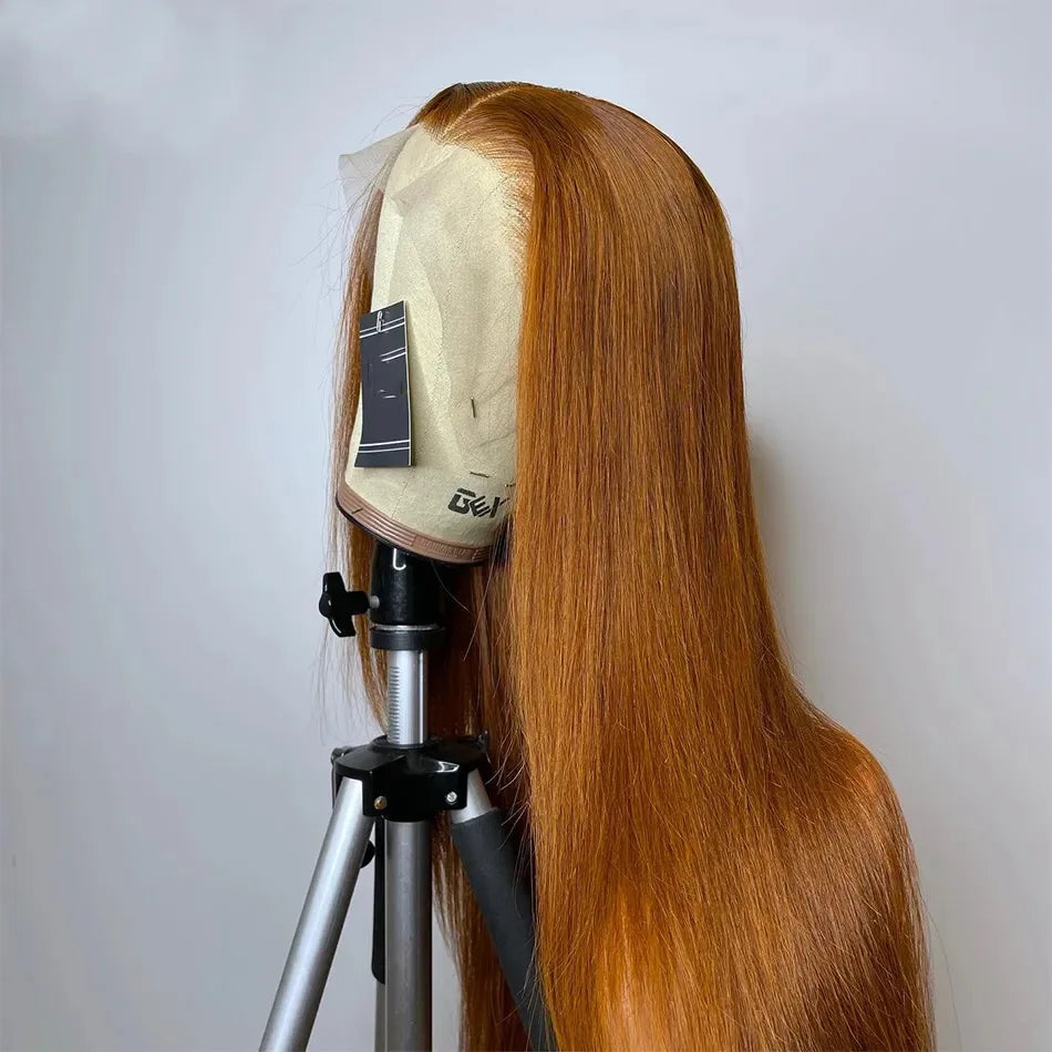 Bossi Hair Lab 13x6 Ginger Blonde Colored Human Hair Lace Front Wigs 180% HD Lace Frontal Wigs Straight Honey Blonde Color Human Hair Wigs