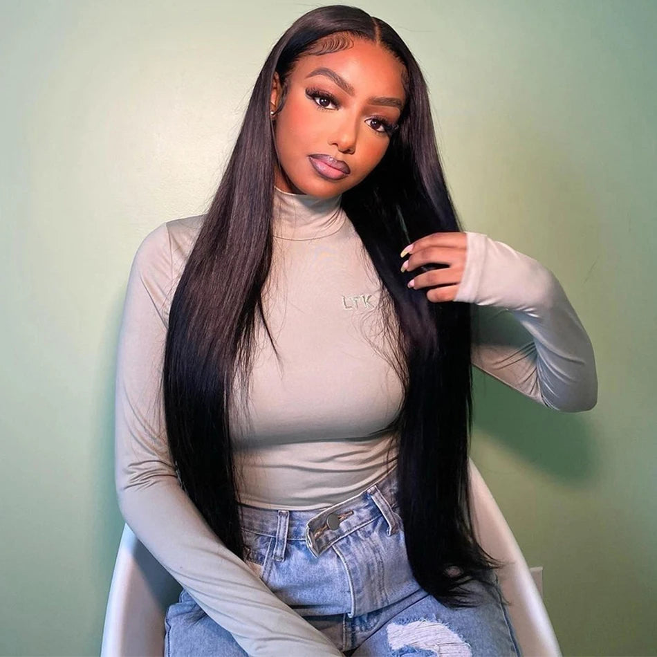 Bossi Hair Lab  13x6 Lace Frontal Human Hair Wigs Straight 30 Inch Pre Plucked HD Lace Front Human Hair Wigs Glueless Wigs Ready To Wear