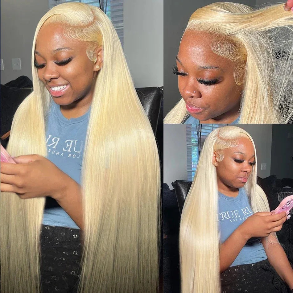 Bossi Hair Lab 13x6 HD Transparent 613 Blonde Lace Frontal Human Hair Wigs Brazilian Straight Lace Front Human Hair Wigs Can Be Dyed Any Color