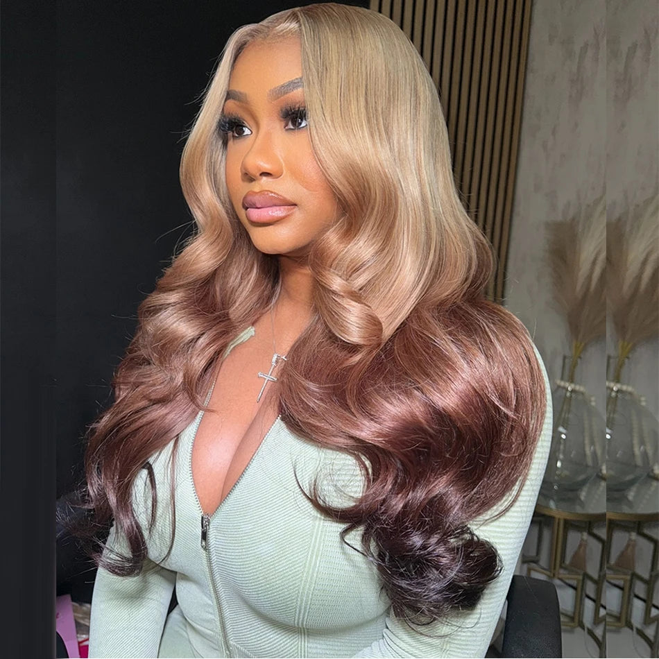 Bossi Hair Lab Rich Girl Blonde Hairstylist Ombre Colored Human Hair Wigs 13x6 HD Lace Front Human Hair Frontal Wigs
