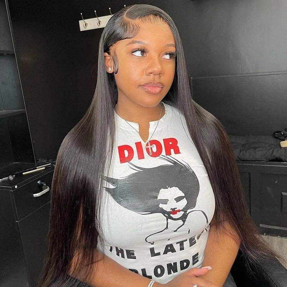 Bossi Hair Lab  13x6 Lace Frontal Human Hair Wigs Straight 30 Inch Pre Plucked HD Lace Front Human Hair Wigs Glueless Wigs Ready To Wear