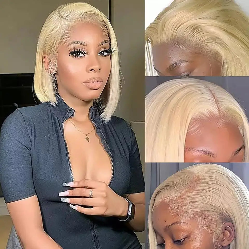 Bossi hair Lab 613 Blonde HD Lace Frontal Human Hair Wigs Bone Straight 13x6 HD Lace Front Wigs For Women Can Be Dyed To Any Colors