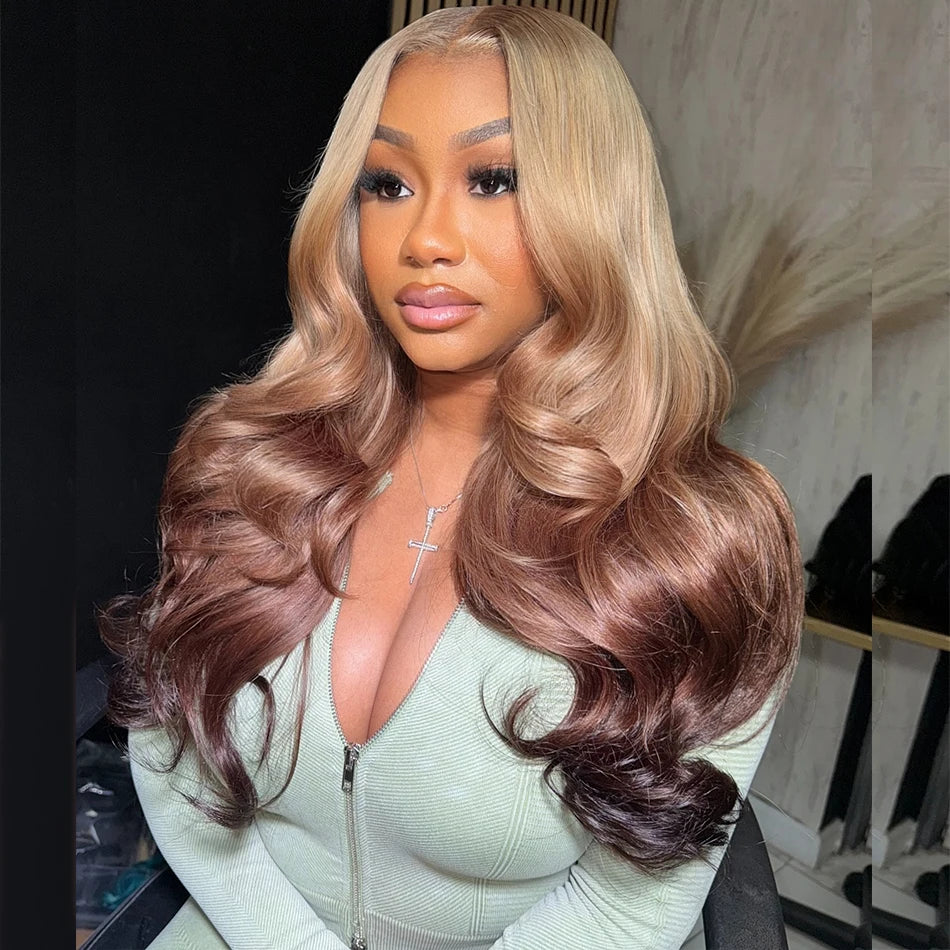 Bossi Hair Lab Rich Girl Blonde Hairstylist Ombre Colored Human Hair Wigs 13x6 HD Lace Front Human Hair Frontal Wigs