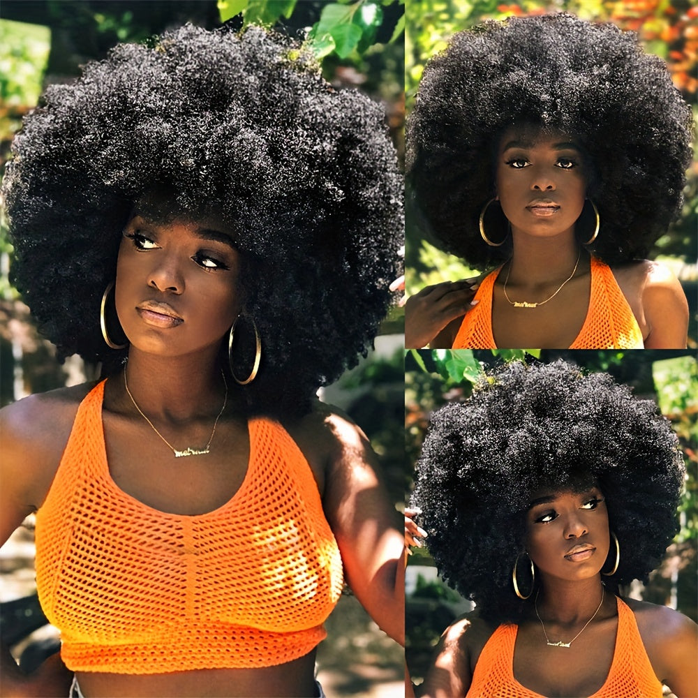 Bossi  Hair Lab [Natural Afro Wigs] Natural Looking, Soft Large Bouncy Afro Kinky Curly Wigs - Full Puff Wigs for Party, Cosplay, and Daily Wear