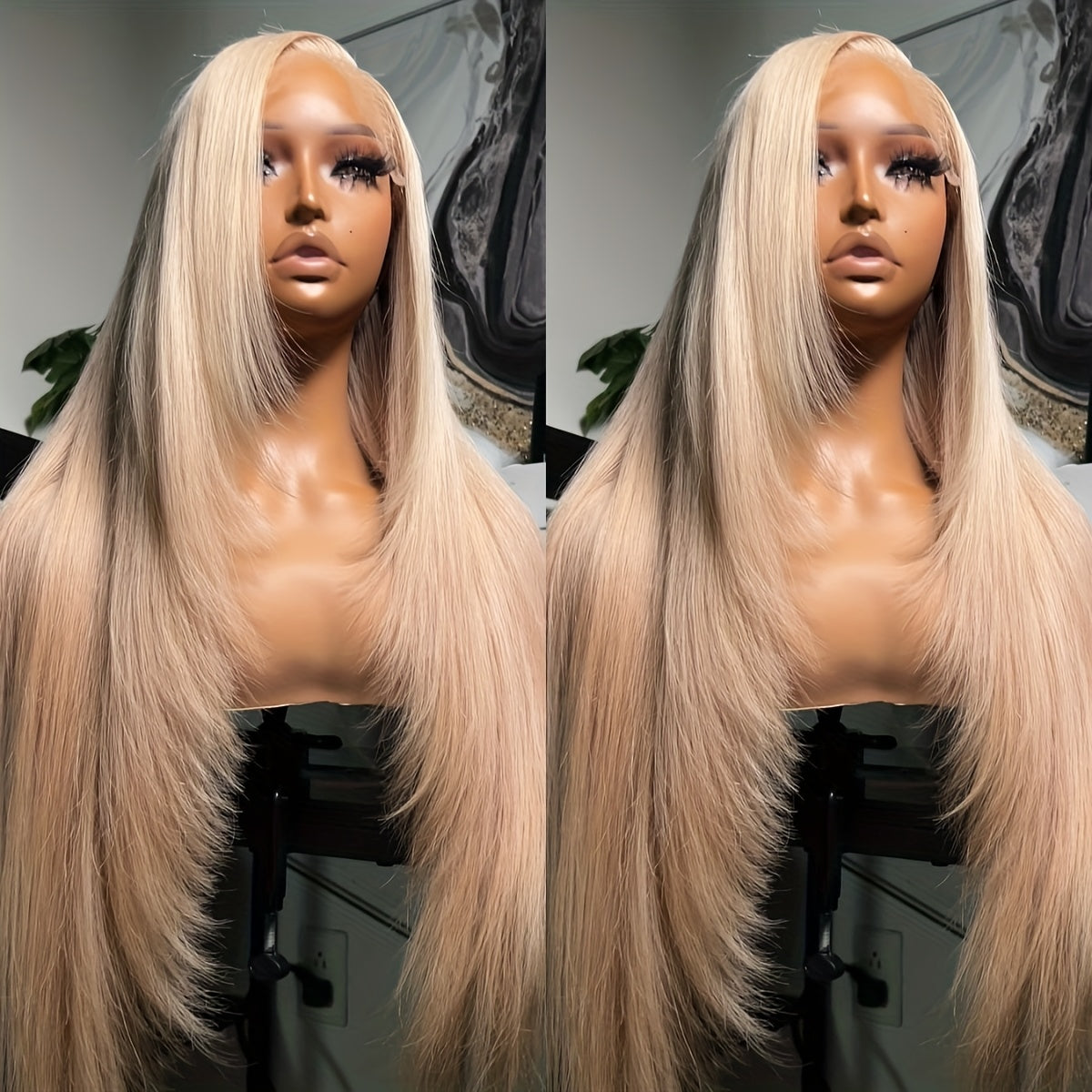 Bossi Hair Lab 13x6 Blonde Lace Front Wigs Long Straight HD Lace Frontal Wigs Pre Plucked Glueless 180% Density Synthetic Lace Front Wigs Heat Resistant Fiber Wig For Women Blonde Color Long Silk Straight Natural Wig 28 Inch