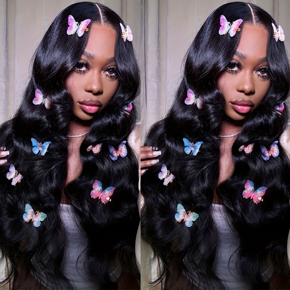 Bossi Hair Lab 13X4 HD Lace Frontal Wigs 28 Inch Long Body Wave Wig 13X4 HD Lace Front Wigs Loose Wavy Wave Natural Black Color Lace Front Wig Glueless Lace Wigs Heat Resistant Fiber Hair 200% Density for Women Natural Color